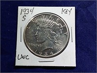 1934-S PEACE SILVER DOLLAR "UNCIRCULATED"
