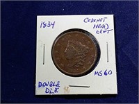 1834 CORONET HEAD CENT "DOUBLED DIE FACE"