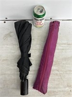Purple and black umbrellas