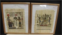 Two Framed Egyptian Art Pieces On Cloth