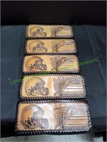 (5) Men's Tooled Leather Wallets