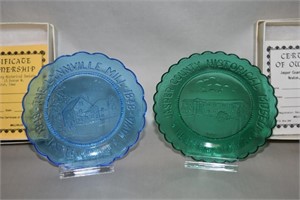 (2) Millville Art Glass 3.5" Jasper Co IA Plates