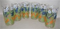 (6) Vtg Farmhouse Floral 4.75"t Juice Glasses