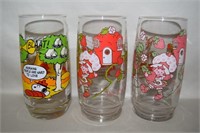 (3) Vtg Character Glasses: McDonalds Snoopy +