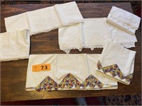 3 - VINTAGE HAND STITCHED PILLOW CASE SETS