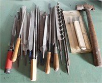 Assorted Files ,Hammer, Concrete Drill Bits.