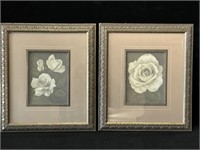 Set of two framed prints of floral roses