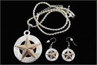 Texas Star Necklace & Earrings Set