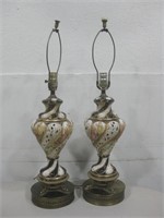Two 28.5" Vtg Ceramic Lamps See Info