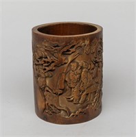 Chinese Carved Boxwood Brush Holder Chinese Carver