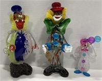 (T) Lot of 3 Clowns, 6"-10-1/2"H