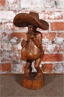 A Vintage Mexican Folk Art Carved Wood Bandito,