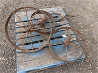 (3) Decorative Iron Wagon Wheels