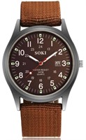 Soki Military Style Luminous Brown Men's Watch