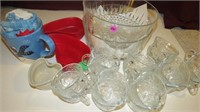 Two (9"x3.5" deep glass serving bowls, Snowman mug