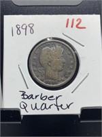 1898 BARBER SILVER QUARTER