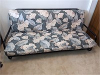 Metal Framed/Floral Patterned Futon Sofa