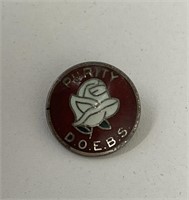 Purity D.O.E.B.S White Rose Enamel/Sterling Pin