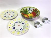 5 Pieces Fruit Bowl Plates Cups w/ Bunnies