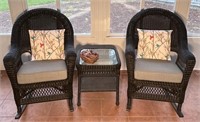 2 Wicker Rockers With Table