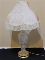 (3) Victorian: 1- Crystal Lamp & 2- Fringed Shades