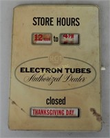 R C A Tubes Store Hours Advertising Window Sign