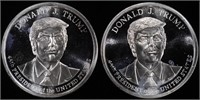 (2) 1 OZ .999 SILVER DONALD TRUMP ROUNDS