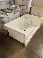 60" White Center Drain Shower Base W/Seat