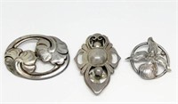 Lot of 3 Kalo Sterling Silver Brooches.