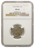 NGC MS-64 1913 Type II Buffalo Nickel
