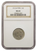 NGC MS-65 1913-D Type I Buffalo Nickel