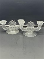2 American Fostoria double candle holders