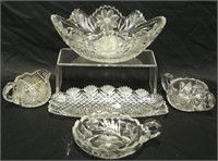 MIXED LOT OF FIVE CUT GLASS PIECES