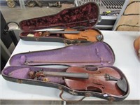 2 Violins As Found w/Cases