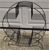 MCM Style Round Black Metal Plant Stand 27" tall