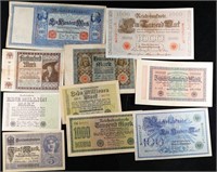 Group of 10 Early 1900's WWI German Hyperinflation