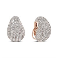 18k Gold 13.19ct Round Diamond Omega Earrings