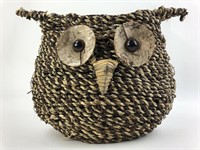 Vintage Hand Woven Owl Basket Planter