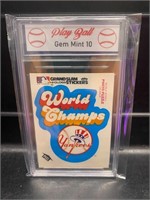 Vintage New York Yankees Sticker Card Graded 10