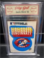 Vintage Cincinnati Reds Sticker Card Graded 10