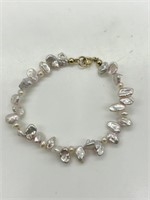 14K Yellow Gold Tiny Rice Pearl Bracelet