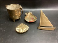 Brass Pail,Boat and 2 Candys
