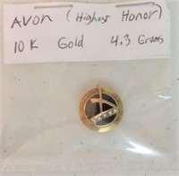 10kt gold Avon lapel pin, 4.3g