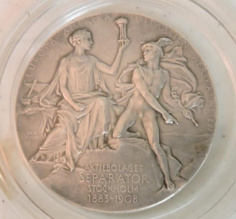 Rare sterling silver medal, DeLaval Cream