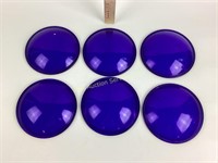 (6) cobalt glass railroad lenses signal lantern