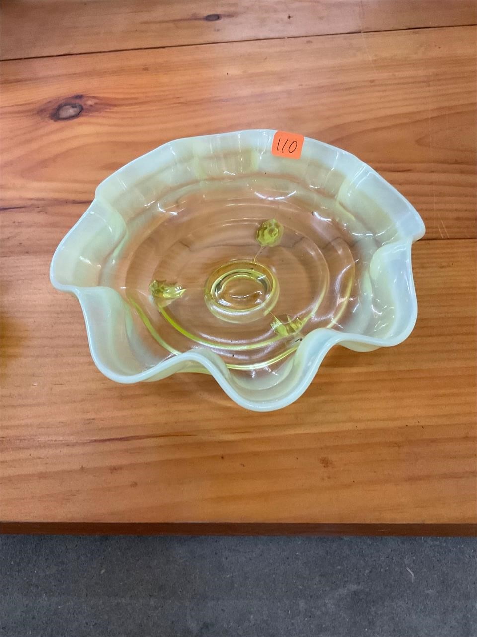 Vaseline Glass Footed Bowl