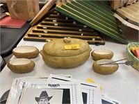 POTATO SOUP CERAMIC TUREEN & 4 BOWLS