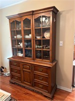 Wood China Cabinet By Drexel (contents pictured no