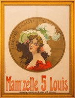 Rene Pean Mam'Zelle 5 Louis Color Lithograph, 1904