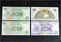 3x $5 10 BANK OF UGANDA SHILLINGS BILLS BANK NOTES